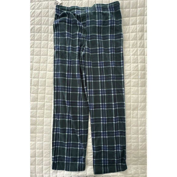 BERKLEY JENSEN Lot 2 Mens Pajama Pants Medium Blue Plaid Fleece Drawstring - Picture 6 of 16